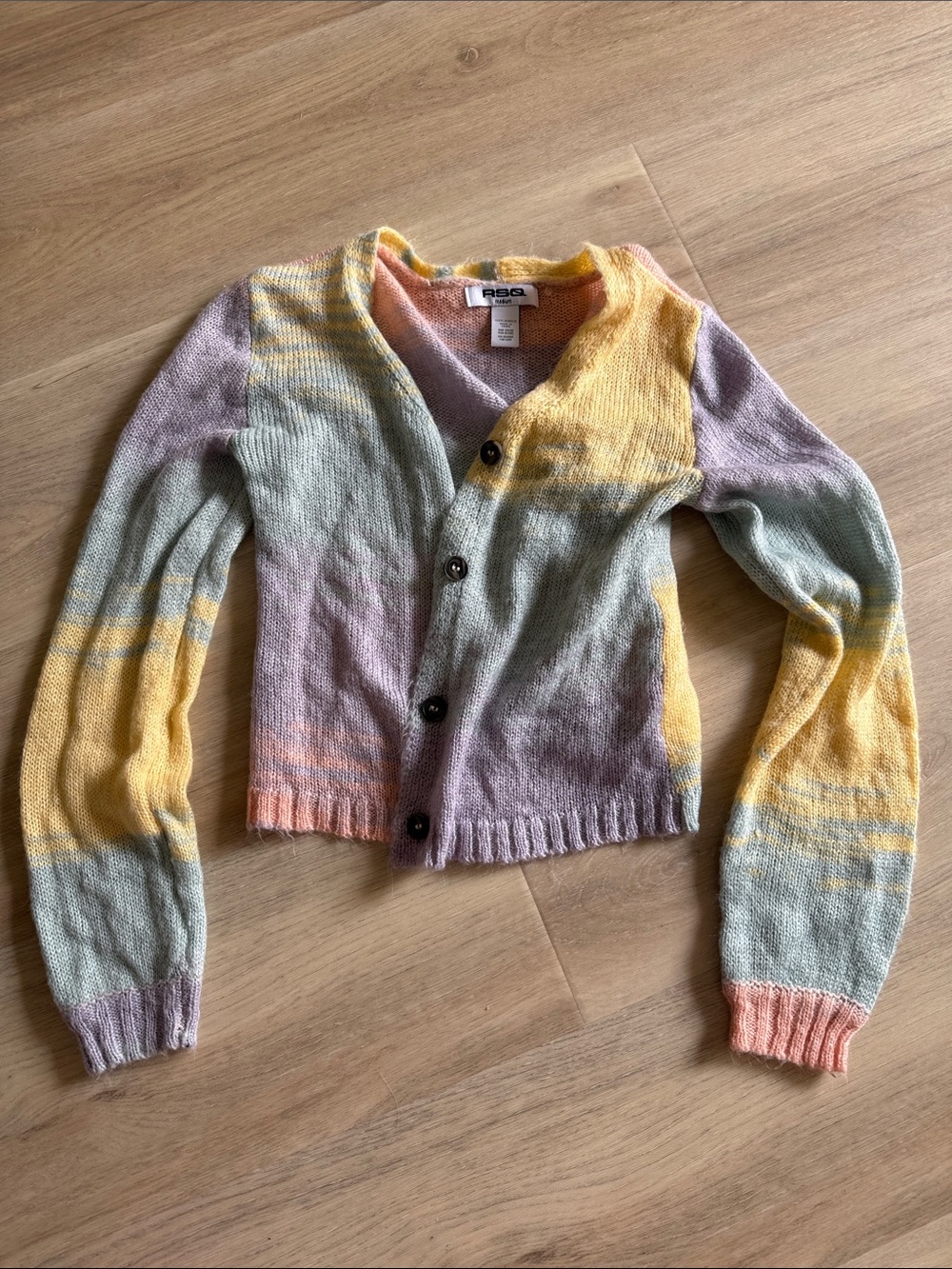 RSQ Pastel Gradient Cardigan in Yellow, Lavender & Mint